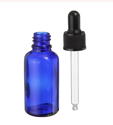 Капельница синего стекла LinDeer 30ml разливает по бутылкам с черной пластиковой крышкой