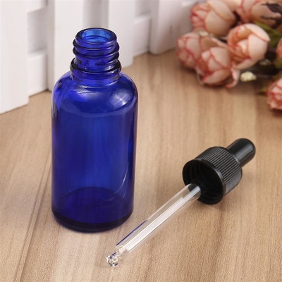 Капельница синего стекла LinDeer 30ml разливает по бутылкам с черной пластиковой крышкой