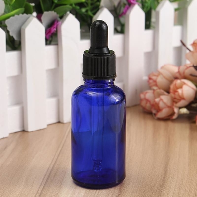 Капельница синего стекла LinDeer 30ml разливает по бутылкам с черной пластиковой крышкой